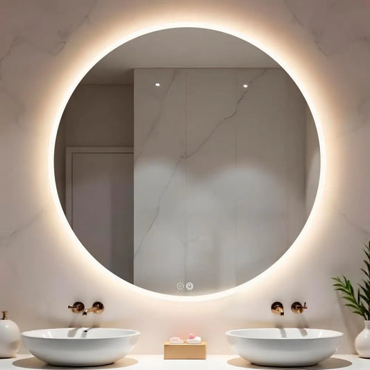 Marctani 3 color dimmable LED bathroom mirror-anti-fog wall mirror with brightness adjustment with memory and touch switch-backlit smart mirrors